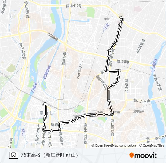 東高校（新庄）線 bus Line Map