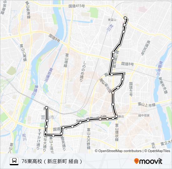 東高校（新庄）線 bus Line Map