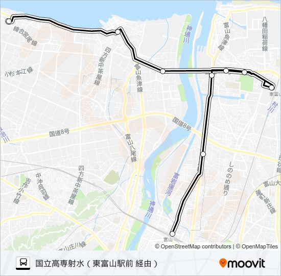 富山高専射水キャンパス線 バスの路線図