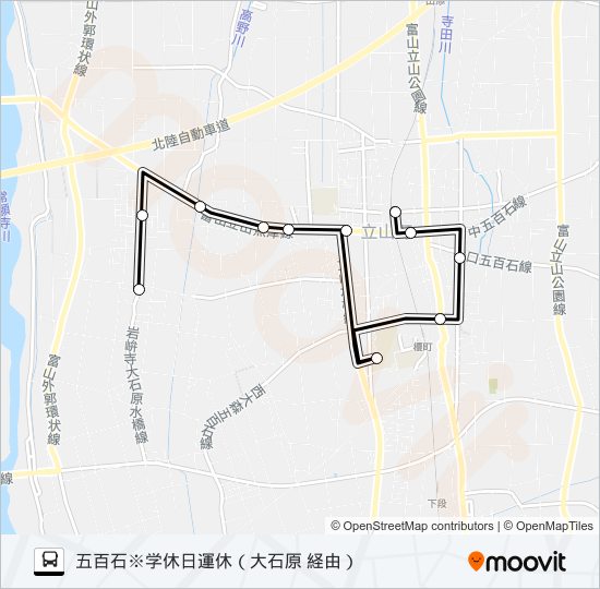 五百石（石金、大泉、蔵本）線※学休日運休 バスの路線図