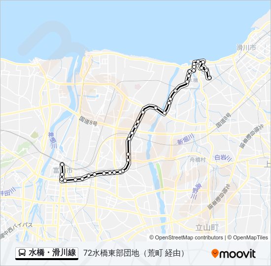 水橋・滑川線 バスの路線図