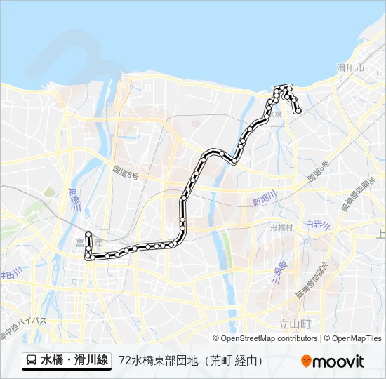 水橋・滑川線 Bus Line Map