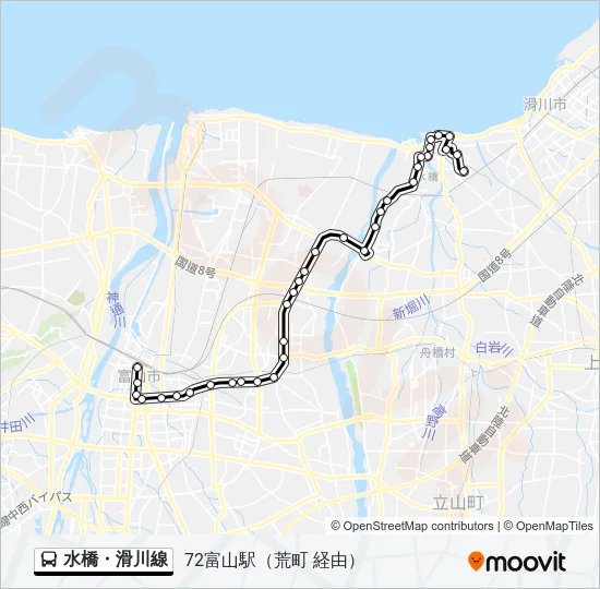水橋・滑川線 バスの路線図