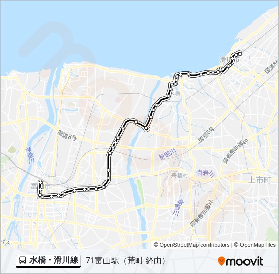 水橋・滑川線 バスの路線図