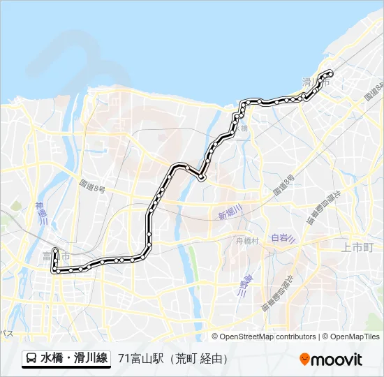 水橋・滑川線 Bus Line Map