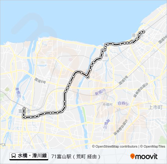 水橋・滑川線 bus Line Map