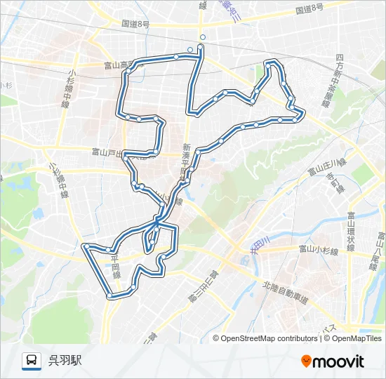 老田・古沢・池多ルート（通常便） バスの路線図