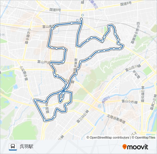 老田・古沢・池多ルート（通常便） バスの路線図