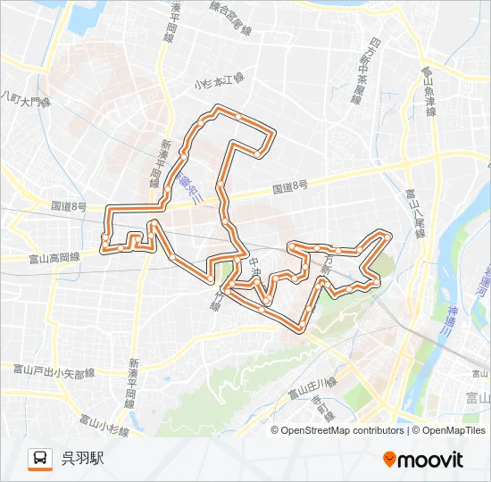 長岡・寒江ルート バスの路線図