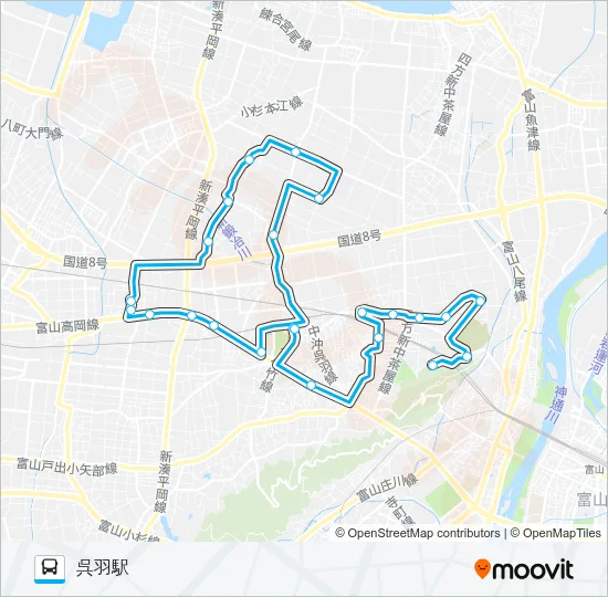 長岡・寒江ルート（モーニング） バスの路線図