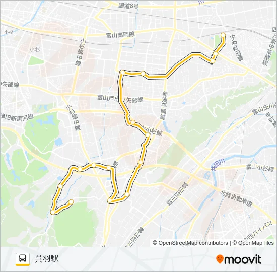 老田・古沢・池多ルート（モーニング） バスの路線図