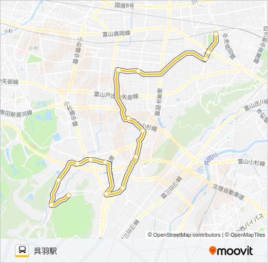 老田・古沢・池多ルート（モーニング） バスの路線図