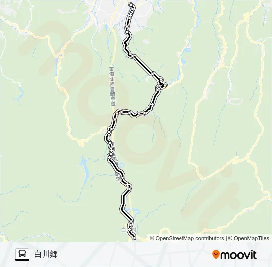 城端駅前→白川郷 バスの路線図