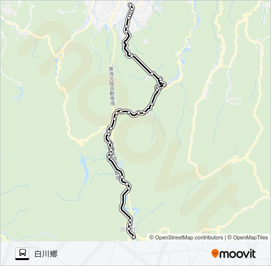 城端駅前→白川郷 bus Line Map