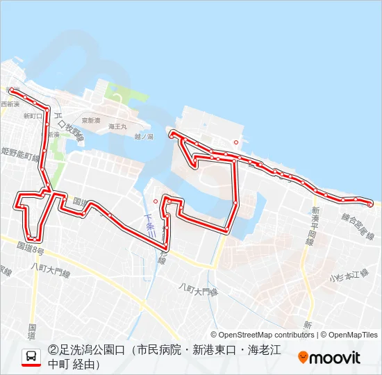 (2)新湊・本江線 Bus Line Map