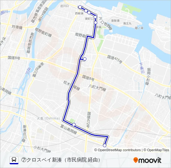 (7)新湊・小杉線 バスの路線図