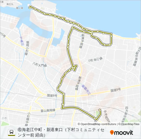 (6)新湊・呉羽駅線 Bus Line Map