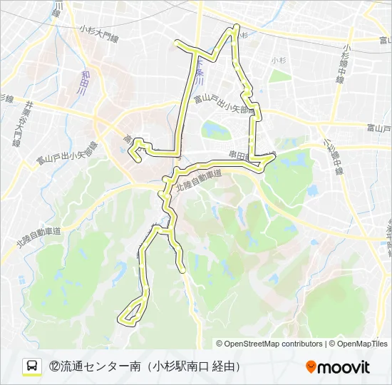 (12)小杉駅・金山線 Bus Line Map