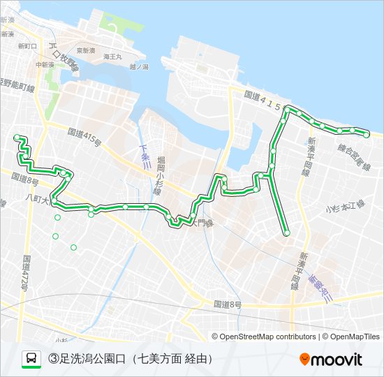 (3)新湊東部・七美線 bus Line Map