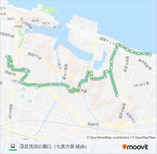 (3)新湊東部・七美線 バスの路線図