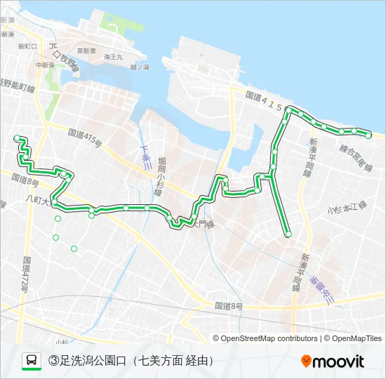 (3)新湊東部・七美線 Bus Line Map