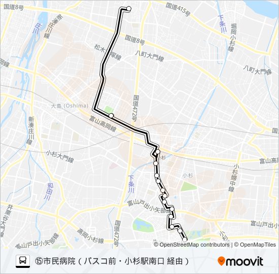 (15)市民病院・太閤山線 bus Line Map