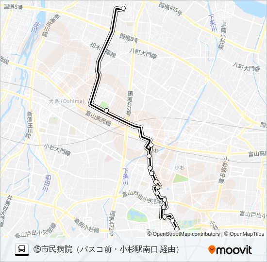 (15)市民病院・太閤山線 バスの路線図