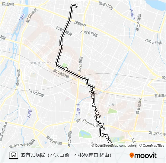 (15)市民病院・太閤山線 バスの路線図