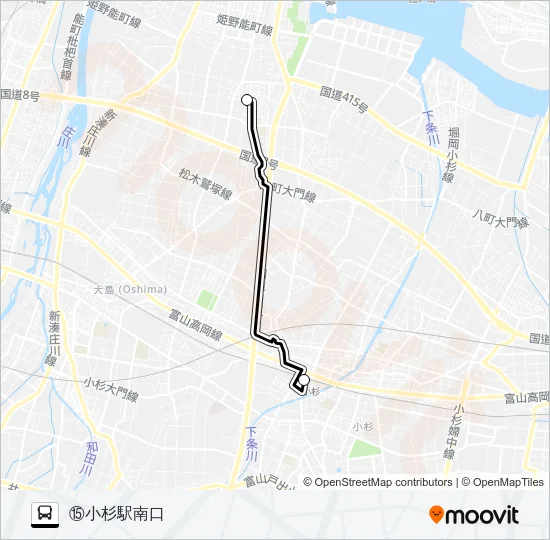 (15)市民病院・太閤山線 バスの路線図