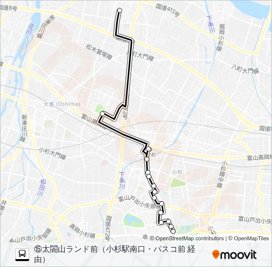 (15)市民病院・太閤山線 バスの路線図