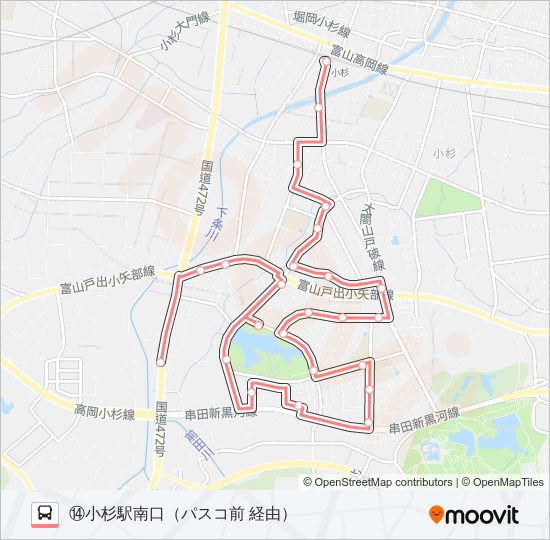 (14)小杉駅・太閤山循環線 バスの路線図