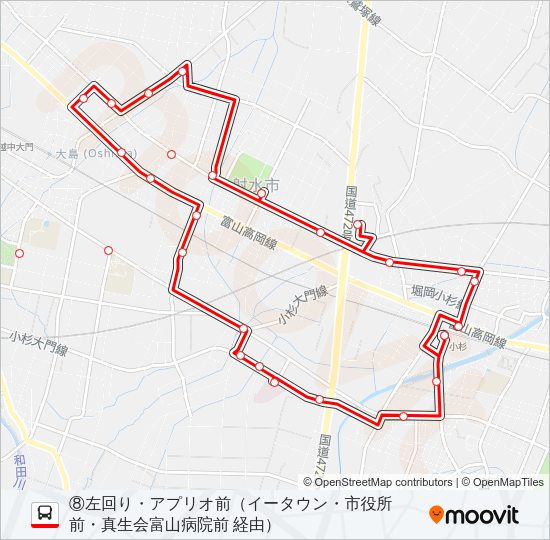 (8)小杉駅・大島中央循環線 バスの路線図
