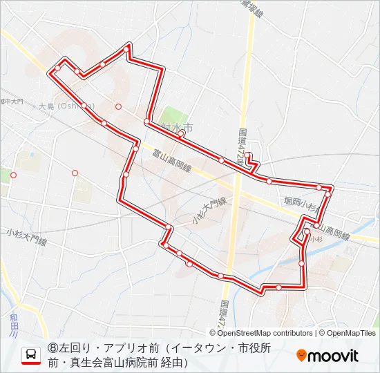 (8)小杉駅・大島中央循環線 Bus Line Map