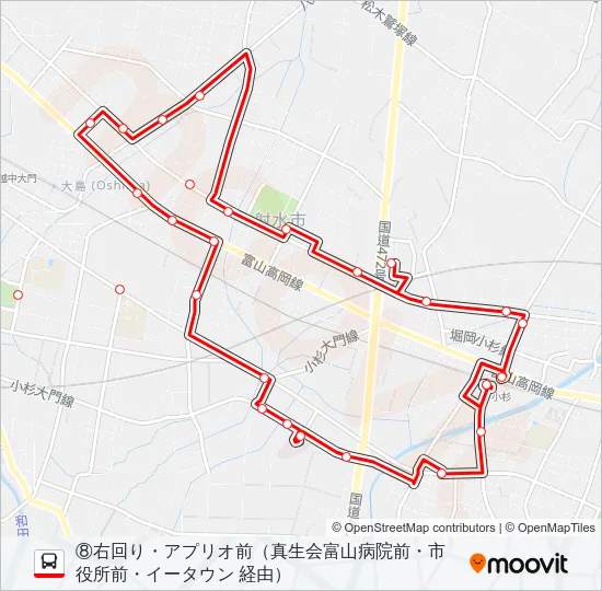 (8)小杉駅・大島中央循環線 Bus Line Map