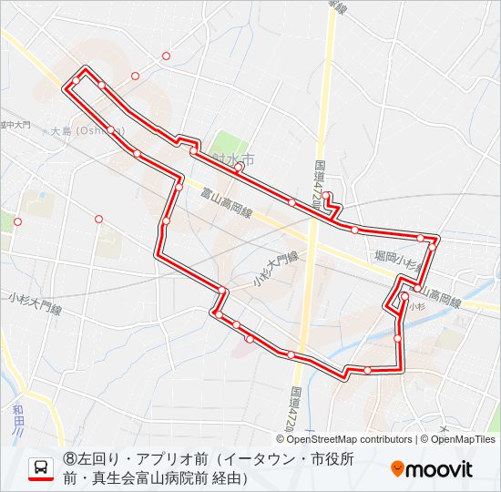 (8)小杉駅・大島中央循環線 bus Line Map