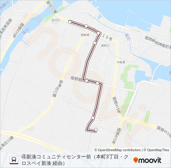 (4)新湊西部・塚原庄西線（中伏木） バスの路線図