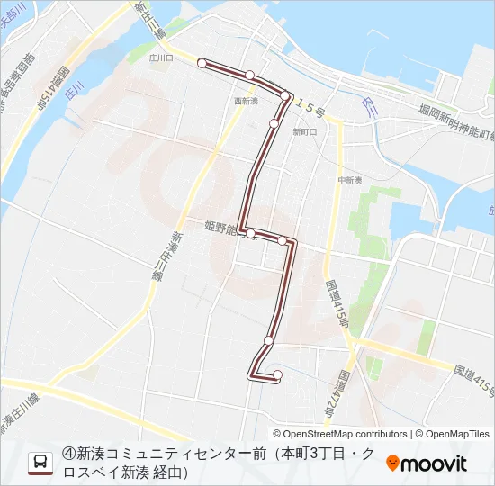 (4)新湊西部・塚原庄西線（中伏木） Bus Line Map