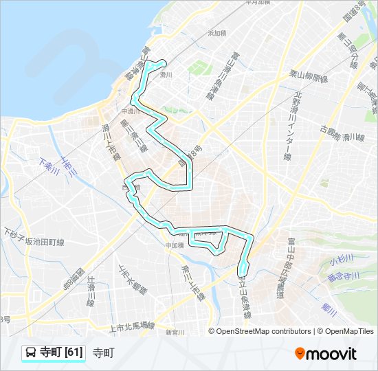 寺町 [61] bus Line Map