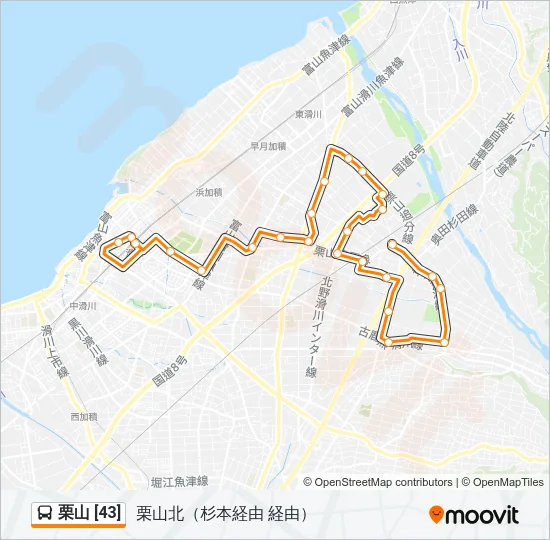 栗山 [43] Bus Line Map