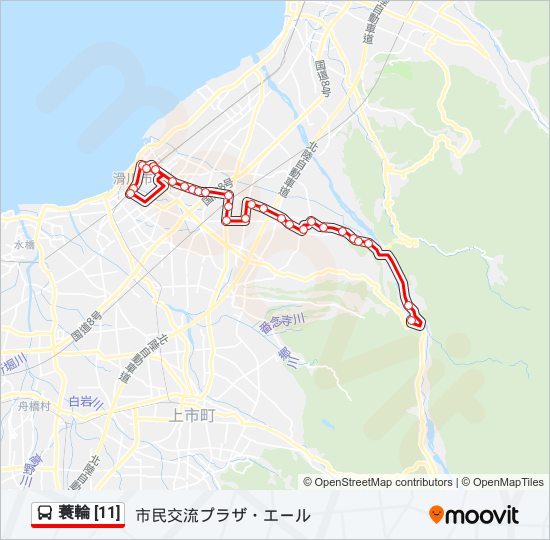 蓑輪 [11] バスの路線図