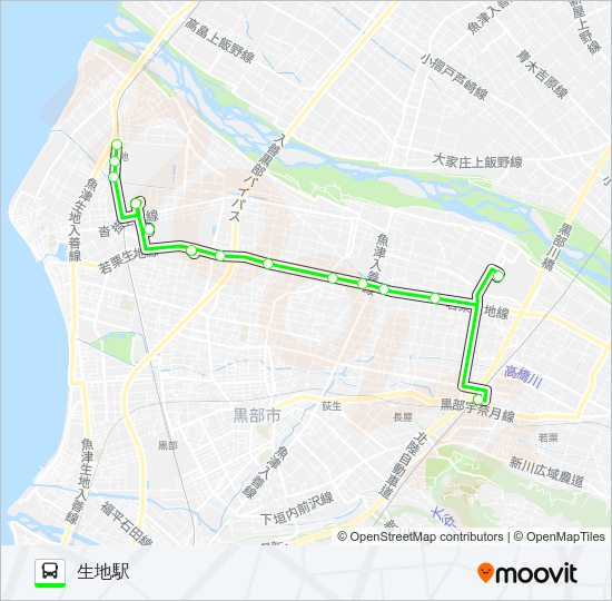 02　新幹線生地線（生地駅行き）20便 の路線図