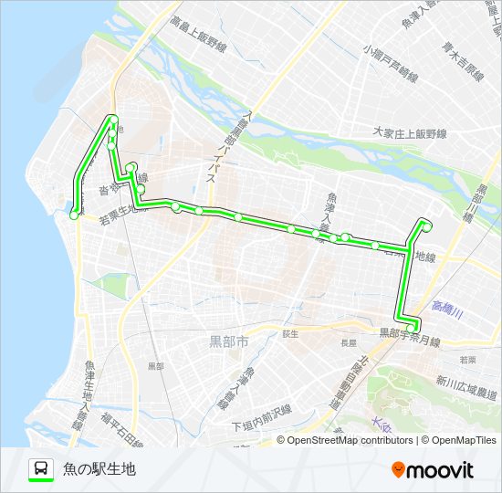 02　新幹線生地線（魚の駅「生地」行き） バスの路線図