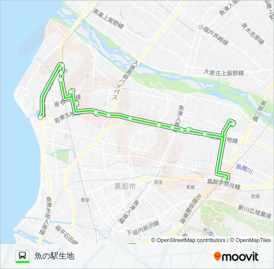 02　新幹線生地線（魚の駅「生地」行き） Bus Line Map