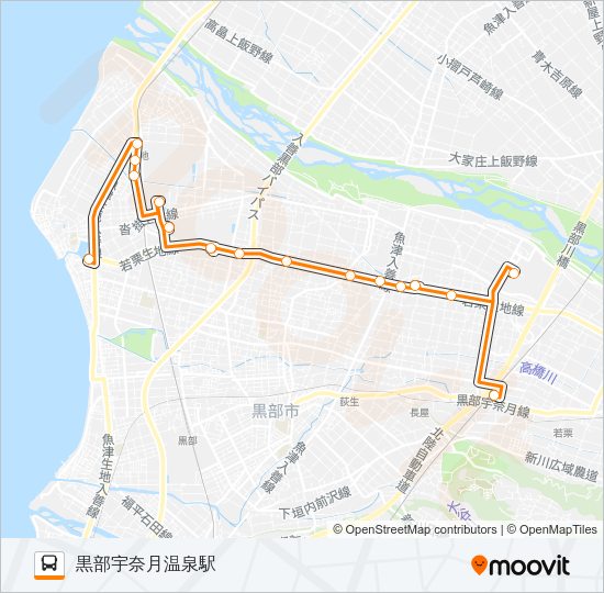 02　新幹線生地線（黒部宇奈月温泉駅行き） Bus Line Map