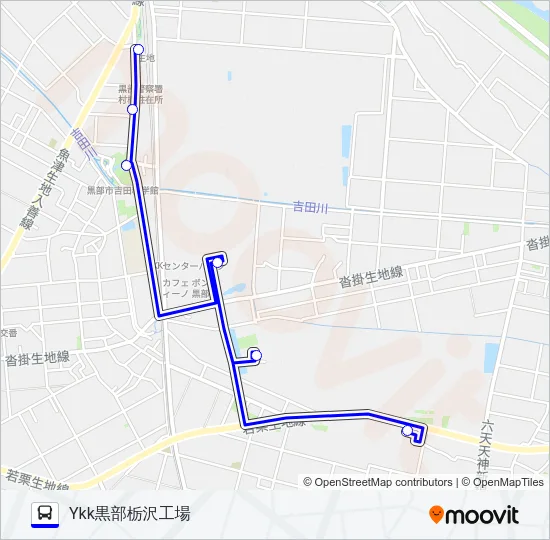 02　新幹線生地線（YKK黒部栃沢工場行き） バスの路線図
