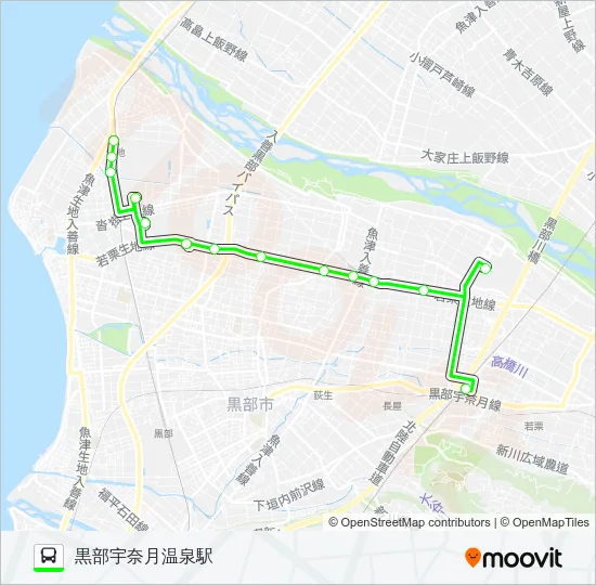 02　新幹線生地線（黒部宇奈月温泉駅行き）１便 バスの路線図