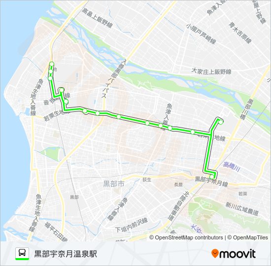 02　新幹線生地線（黒部宇奈月温泉駅行き）１便 バスの路線図