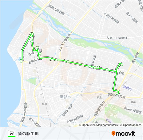 02　新幹線生地線（魚の駅「生地」行き）休日・祝日 バスの路線図