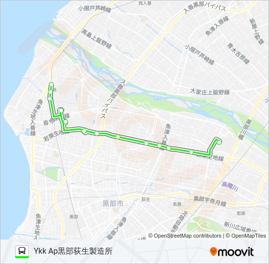 02　新幹線生地線（YKK AP黒部荻生製造所行き） Bus Line Map
