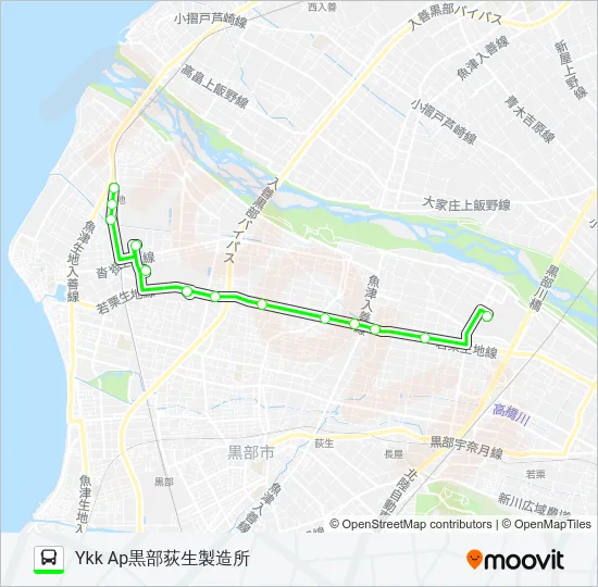 02　新幹線生地線（YKK AP黒部荻生製造所行き） Bus Line Map